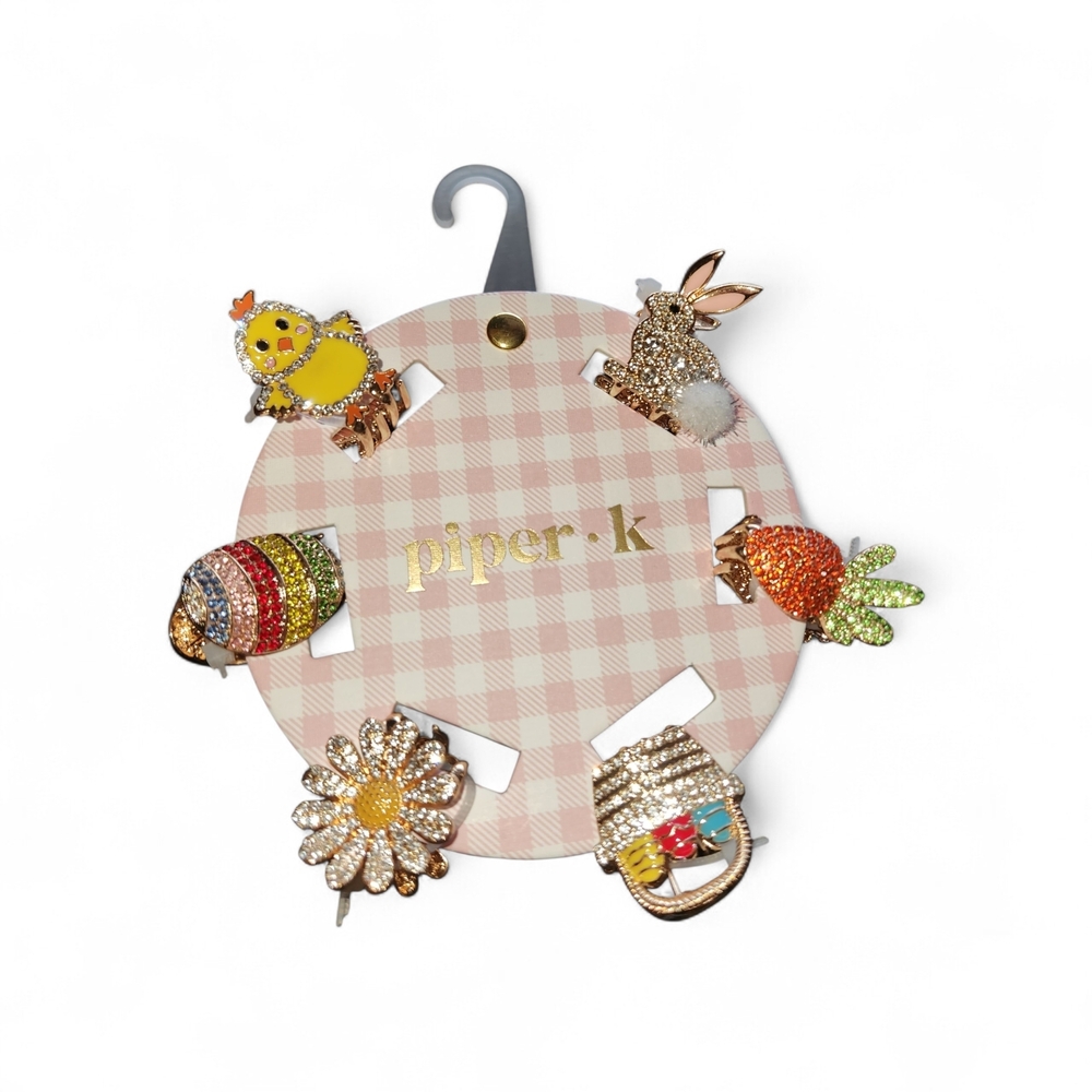 Piper K Easter Themed Rhinestone Hair Clip Set - Picture 2 of 4